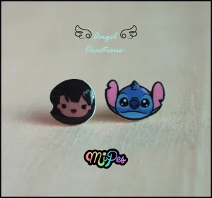 ANGEL CREATIONS PAR PENDIENTES LILO + STITCH                               