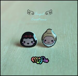 ANGEL CREATIONS PAR PENDIENTES BLANCANIEVES + ENANITO FELIZ                