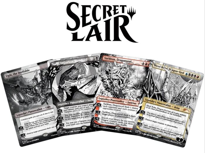 MAGIC　cartas　WPN　coleccionables.　SECRET　EXCLUSIVE:　LAIR　Cartas　BORDERLESS　PLANESWALKERS.　Comic　Stores