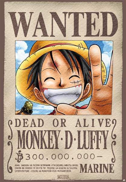 Poster One Piece Wanted Luffy 98 X 68 Cm Estatuas Y Decoracion Poster Comic Stores