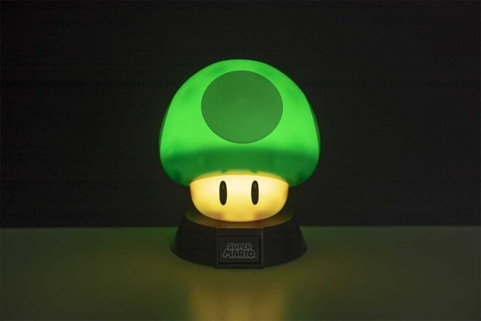 Super Mario Bros Lampara 3d Icon 1up Mushroom 10 Cm Estatuas Y Decoracion Videojuegos Comic Stores