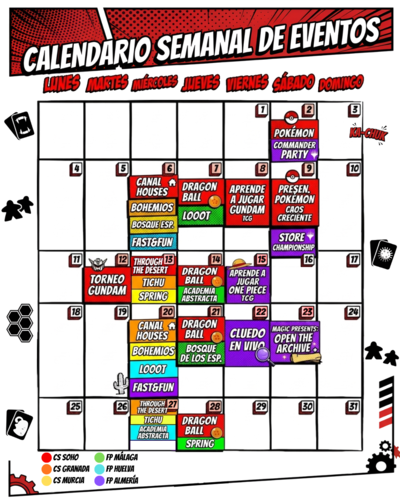 ¡Guarda esta publicación! Llega nuestro nuevo calendario mensual unificado con todos los eventos de Comic Stores y Freak Point