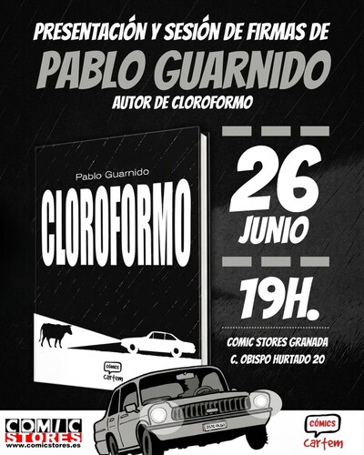 ¡La tensión se respira en el ambiente! Pablo Guarnido presenta su trepidante thriller Cloroformo en Comic Stores Granada